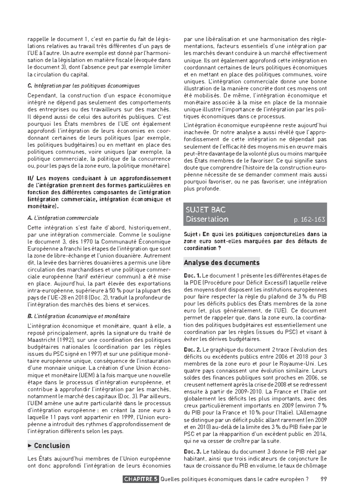 Quelles Politiques économiques Dans Le Cadre Européen Sujet Bac Correction Dissertation - CHAPITRE 5 Quelles politiques économiques dans le cadre  européen? 99 - Studocu