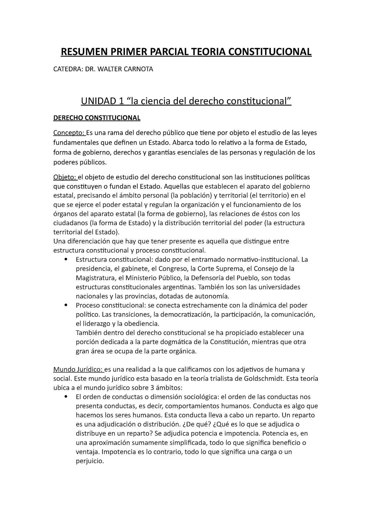 Resumen Primer Parcial Teoria Constitucional - RESUMEN PRIMER PARCIAL ...