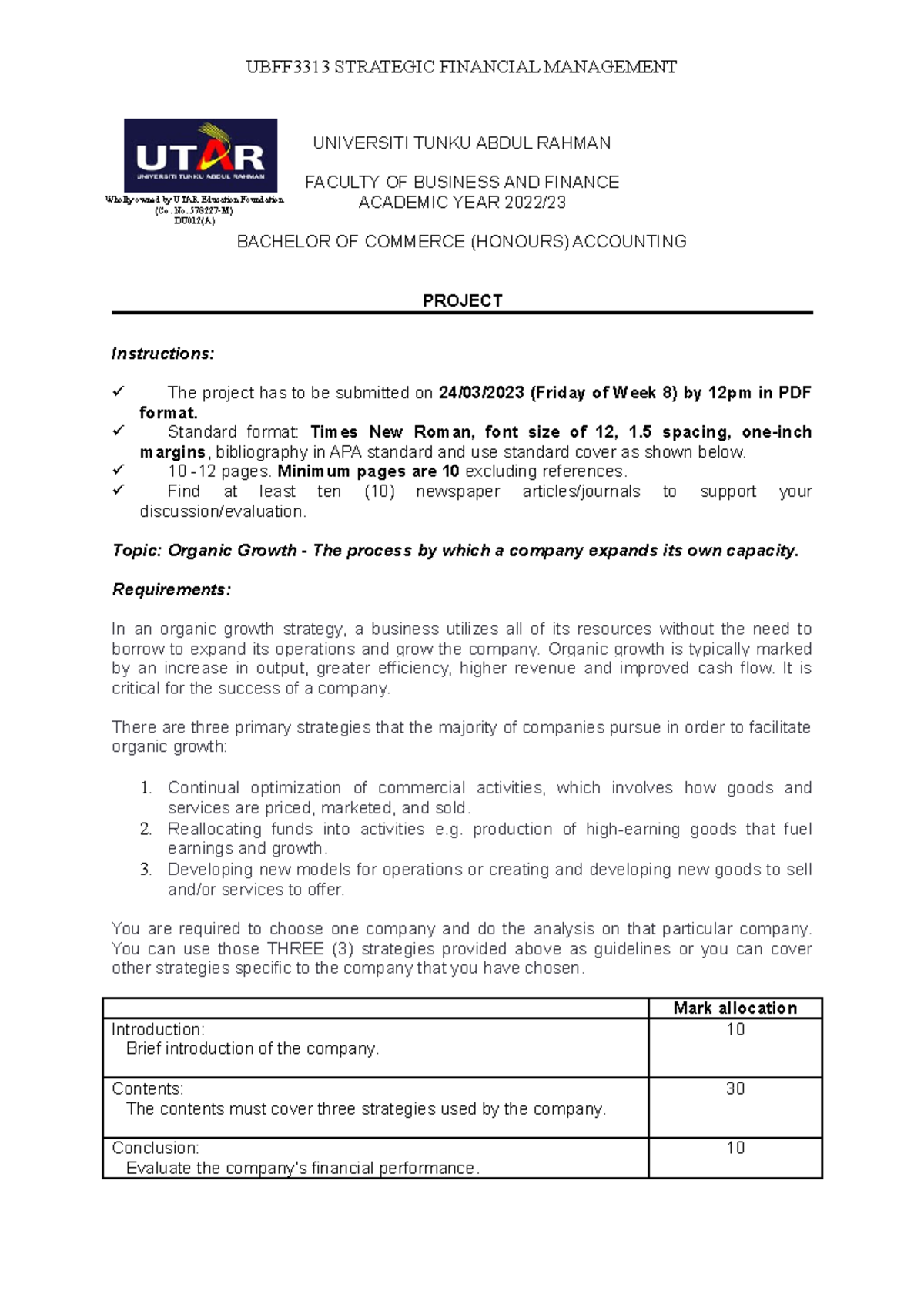 Project Jan 2023 Assignment Question Universiti Tunku Abdul Rahman Faculty Of Business And Project Jan 2023 Assignment Question Universiti Tunku Abdul Rahman Faculty Of Business And