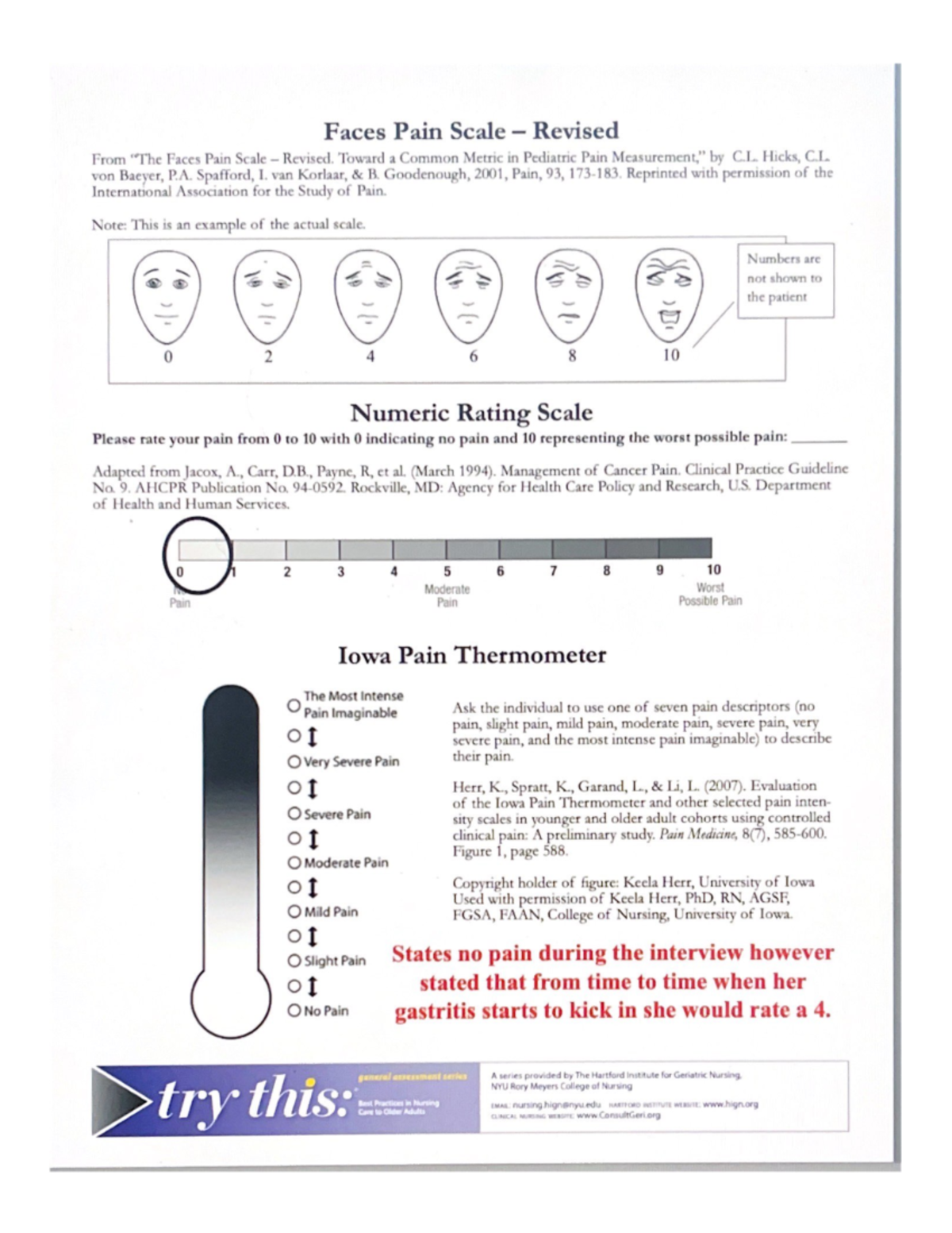 Numeric Rating Scale - NURSI 2320 - Studocu