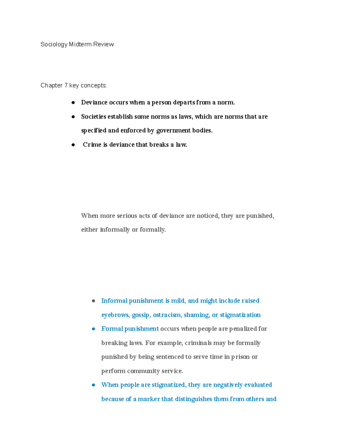 Sociology Midterm Review - Sociology Midterm Review Chapter 7 Key ...