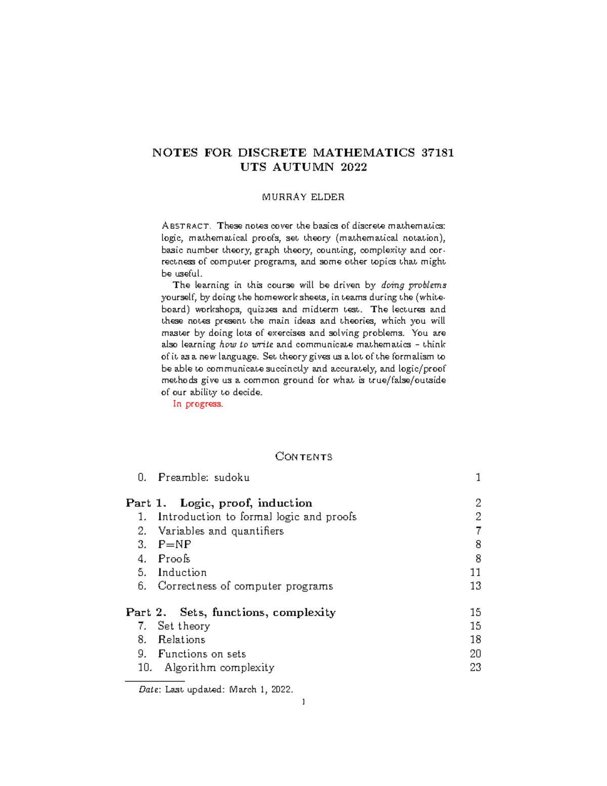 Notes 2022 discrete math uts - 37181 - Studocu