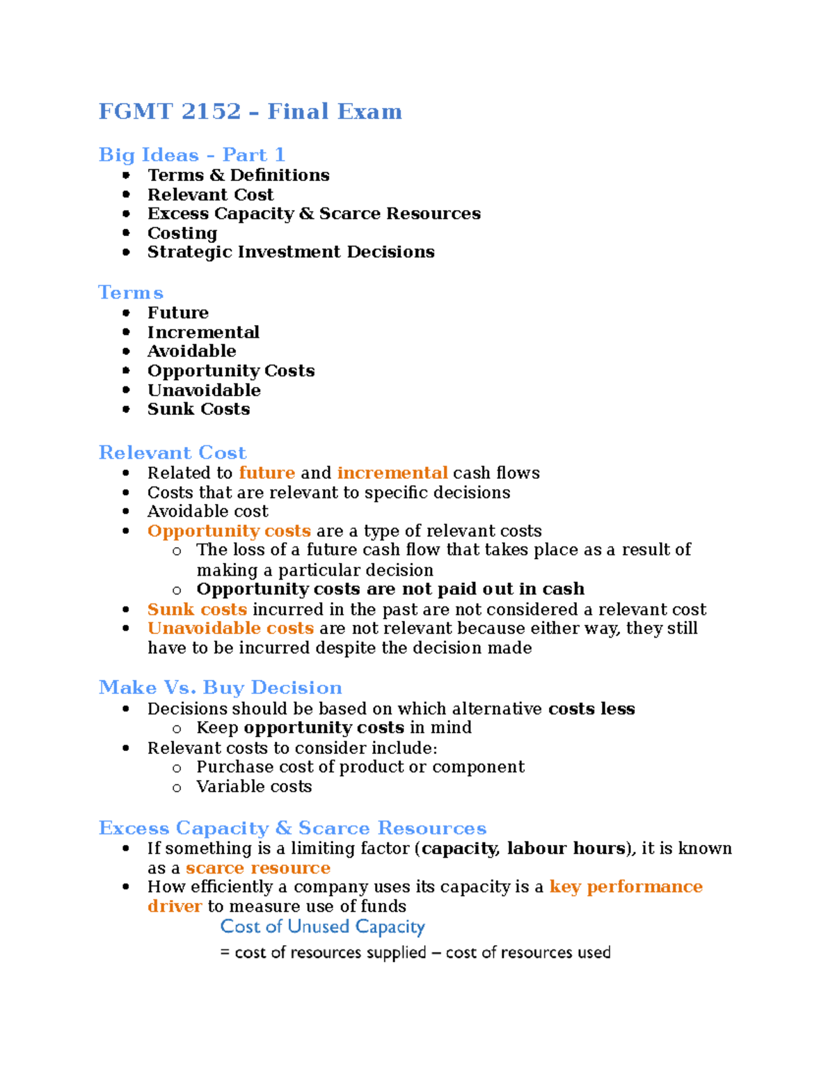 FGMT 2152 Final - Summary Accounting - FGMT 2152 – Final Exam Big Ideas ...