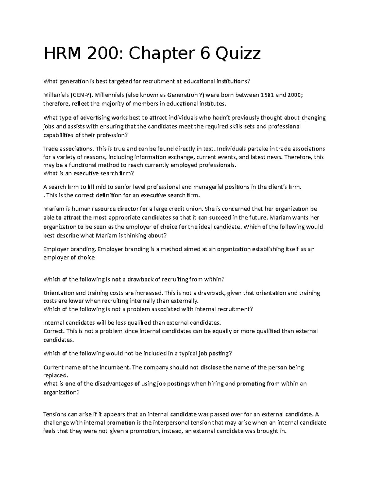 HRM 200 Chapter 6 quizz - Enjoy - HRM 200: Chapter 6 Quizz What ...