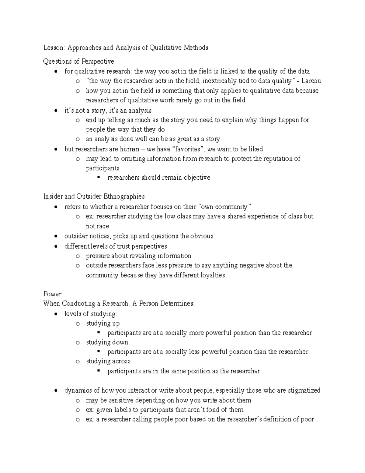 Approaches and Analysis of Qualitative Methods - Studocu