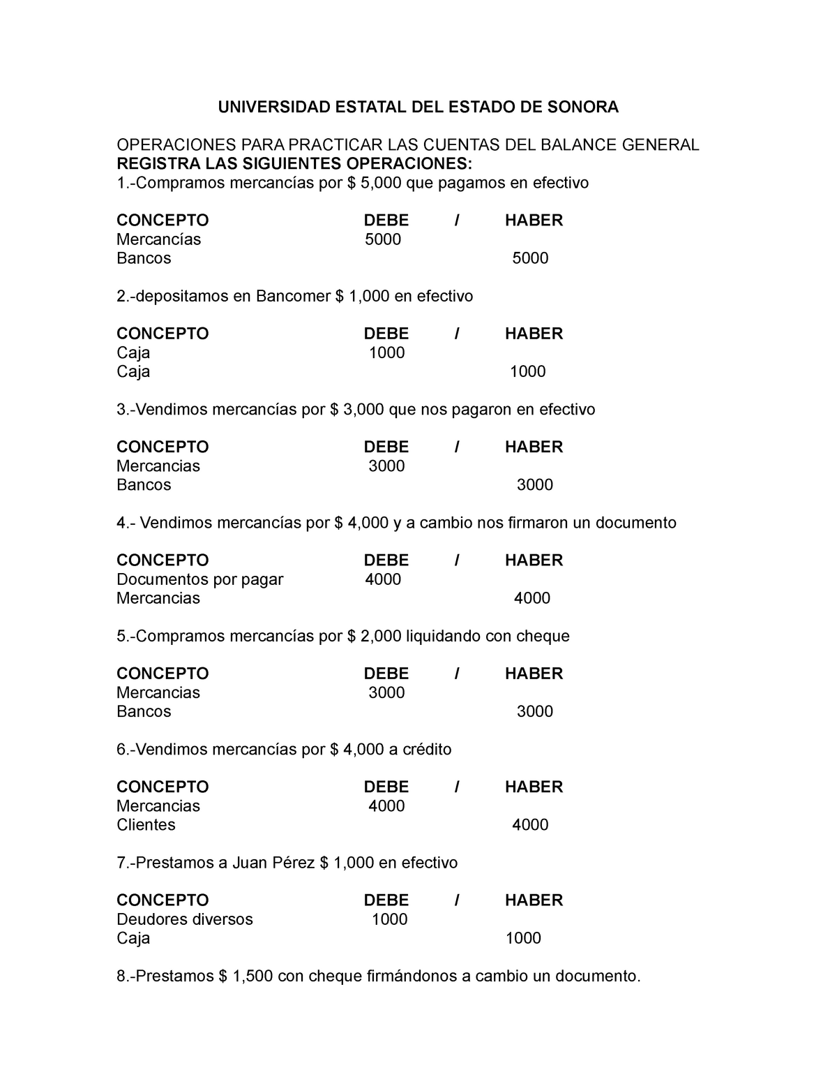 Asientos Universidad Estatal Del Estado De Sonora Operaciones Para Practicar Las Cuentas Del Studocu