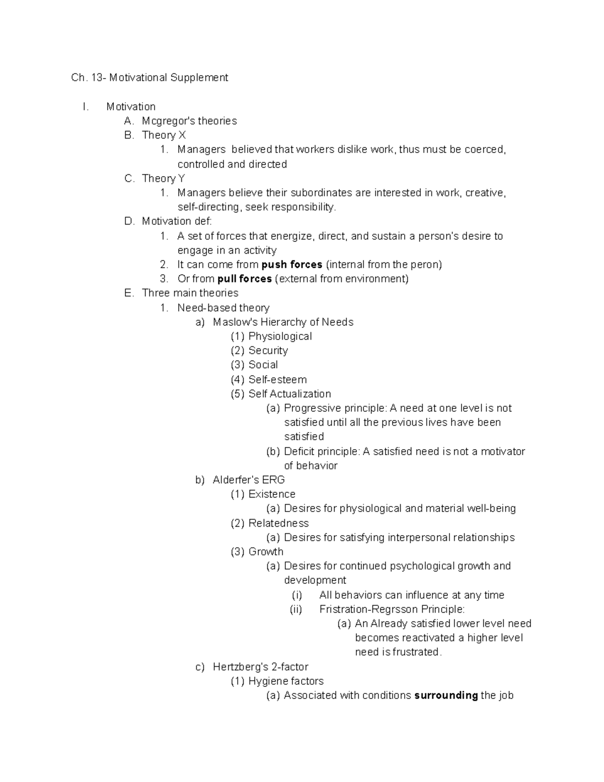 Ch. 13 Motivation Supplement - Ch. 13- Motivational Supplement I 