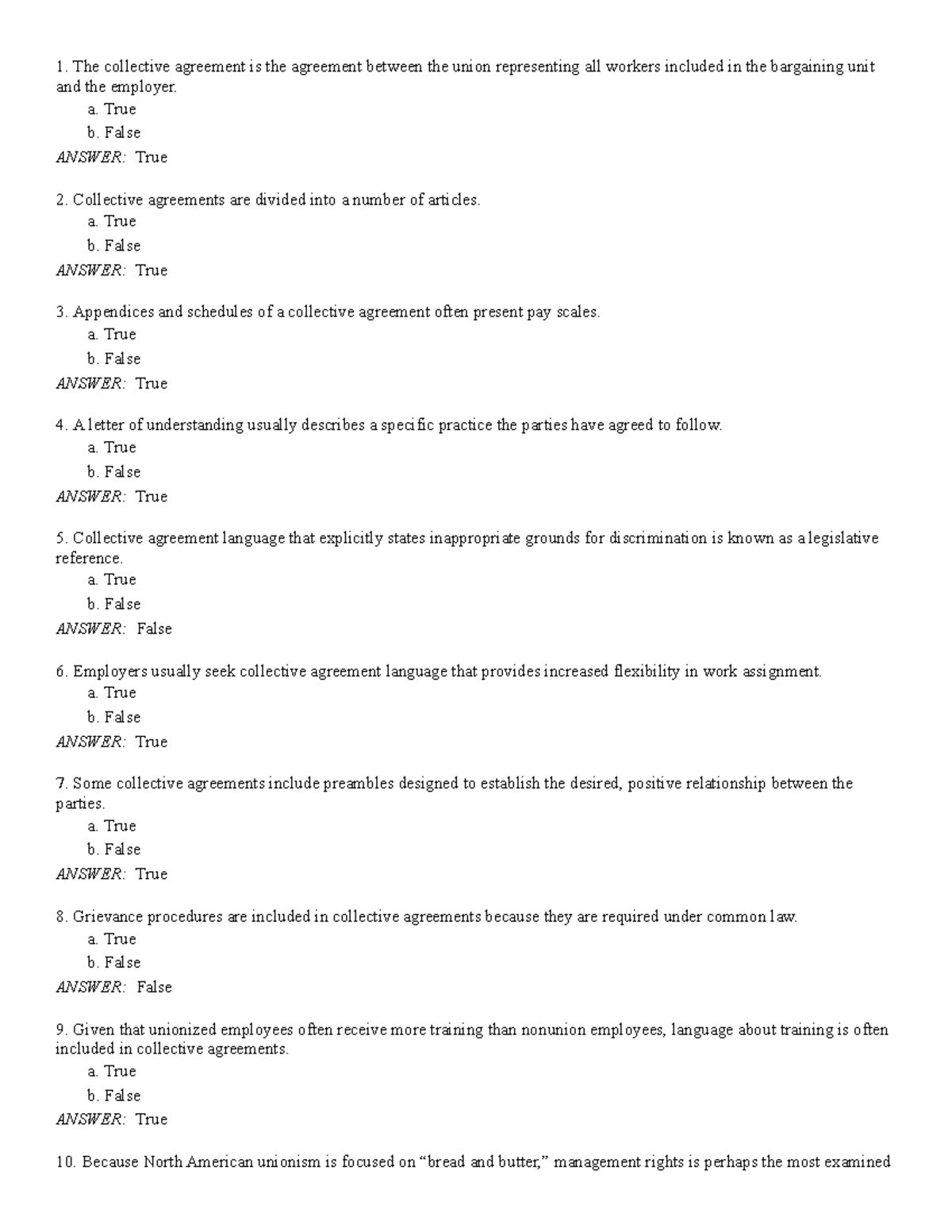 Chapter 8 Collective Agreement Administration 1. The collective agreement is the agreement