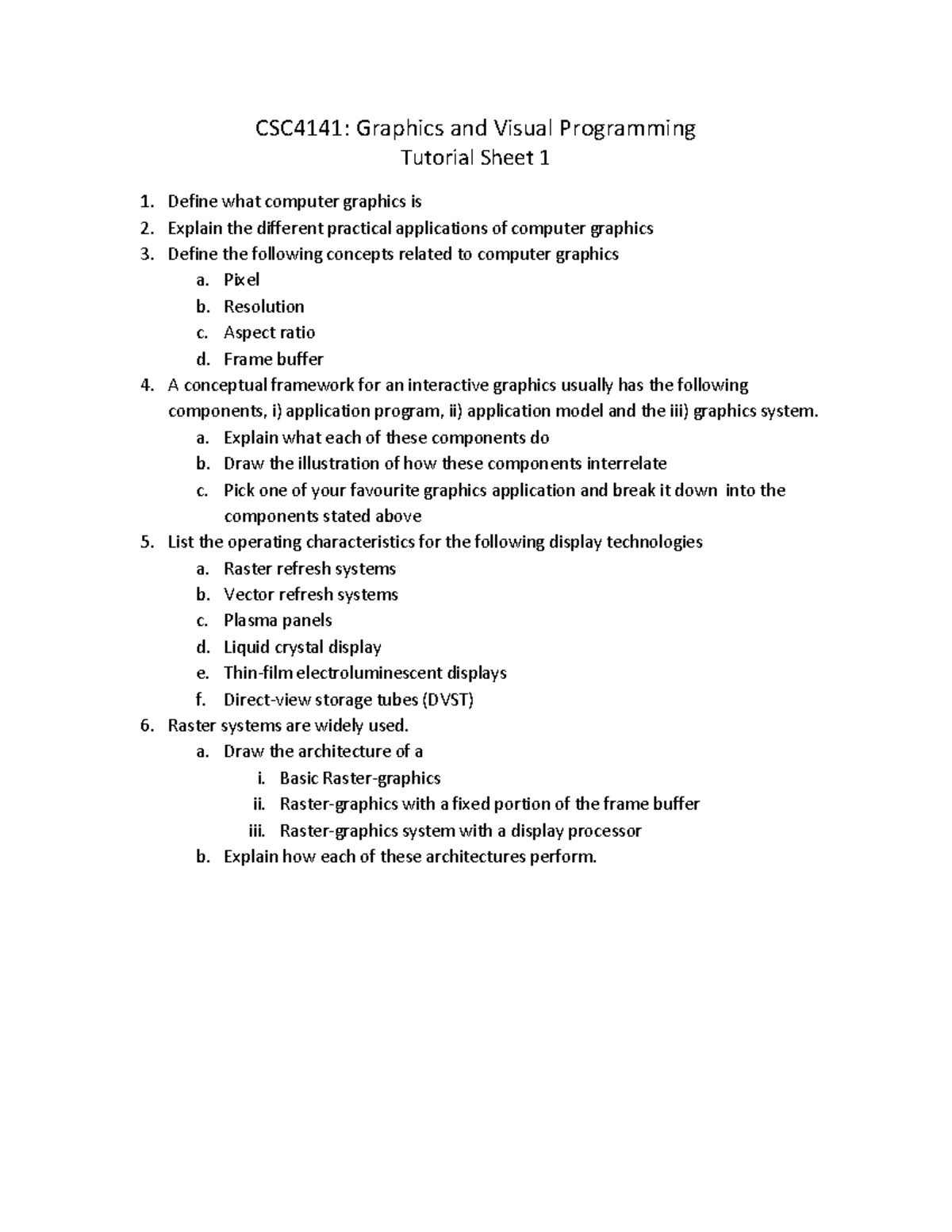 CSC4141-Tut-01 - class tutorial for computer graphics and visual ...