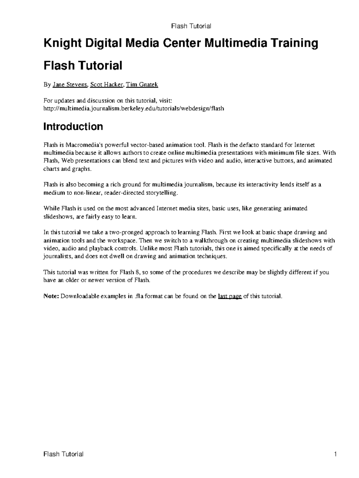 Kdmc-webdesign-flash - Knight Digital Media Center Multimedia Training ...