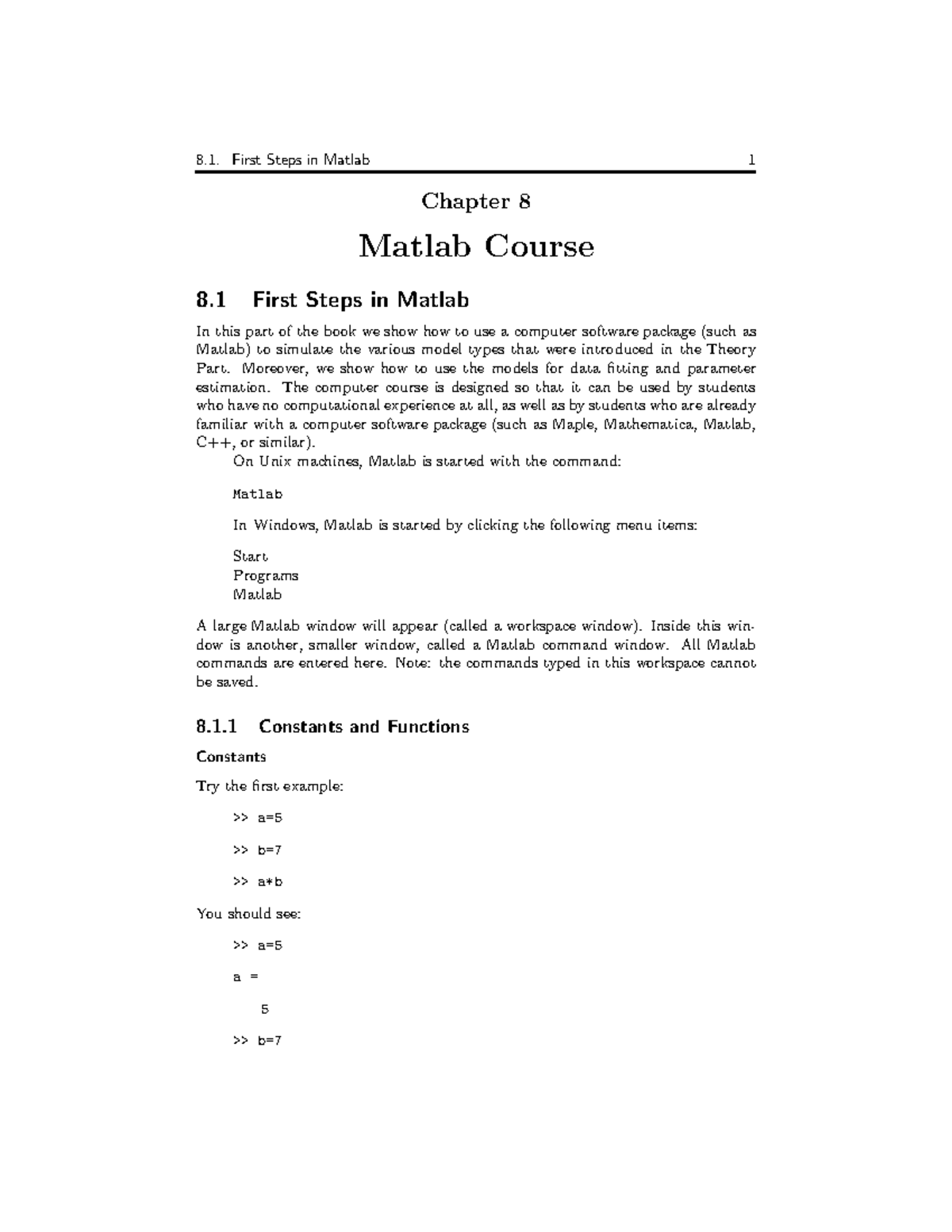 Matlab Course - First Steps In Matlab 1 Chapter 8 Matlab Course 8 First ...