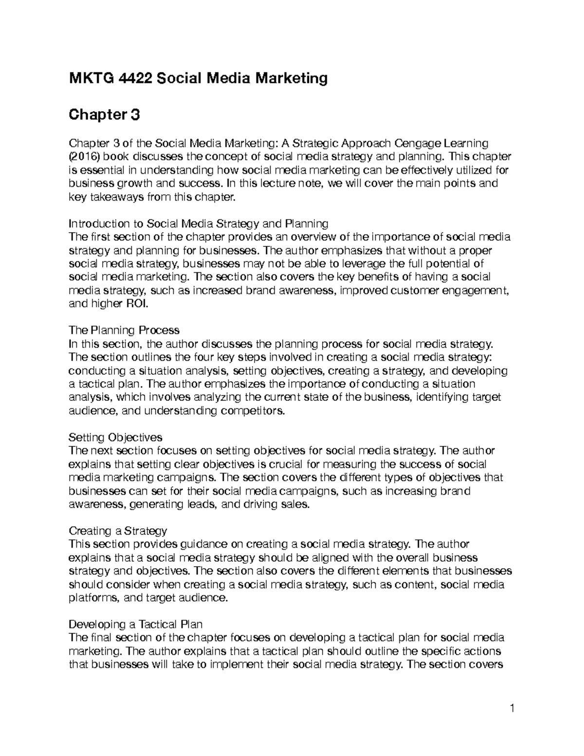 MKTG 4422 - Chapter 3 - MKTG 4422 Social Media Marketing Chapter 3 ...