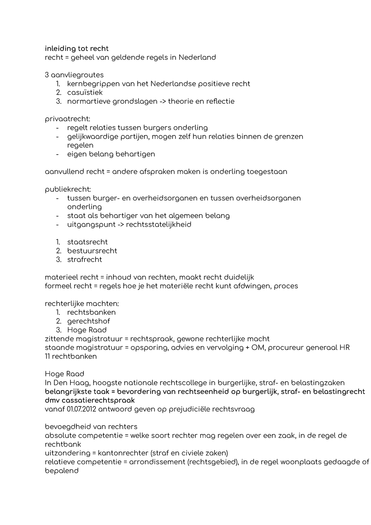 Samenvatting Inleiding Tot Recht Inleiding Tot Recht Recht Geheel Van Geldende Regels In