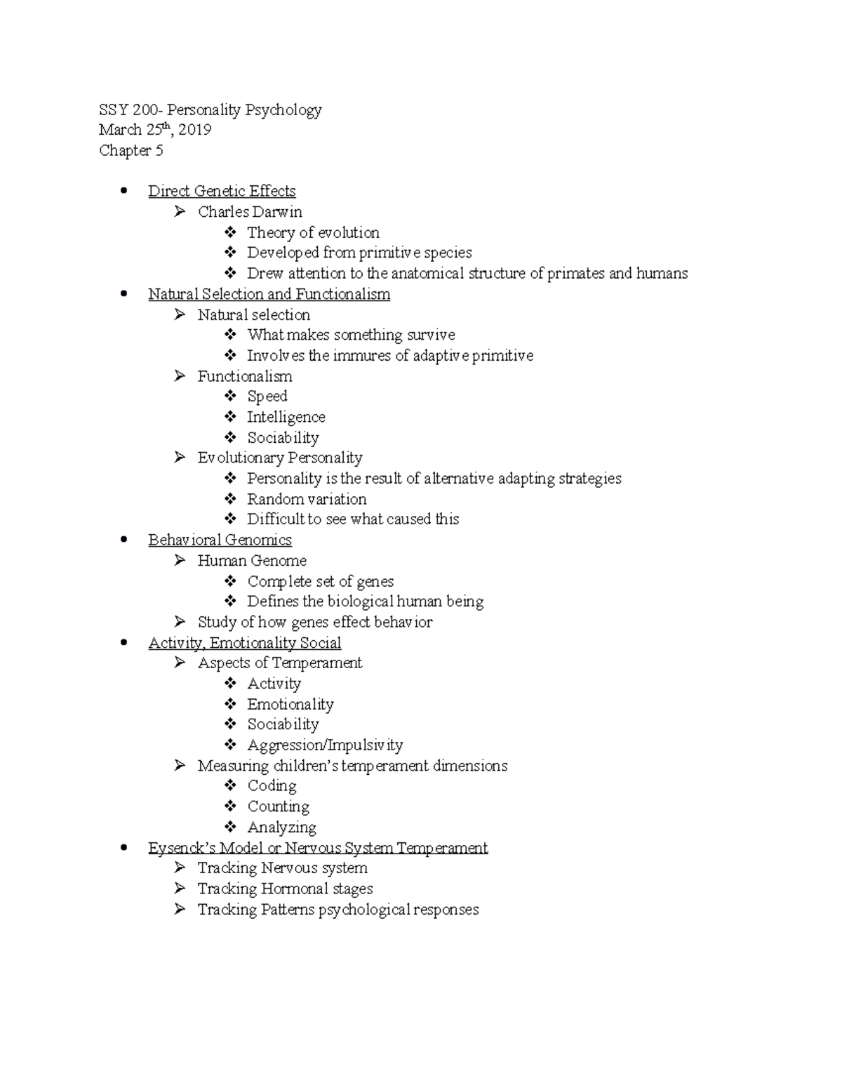 SSY 200- Chapter 5 Notes - SSY 200- Personality Psychology March 25th ...