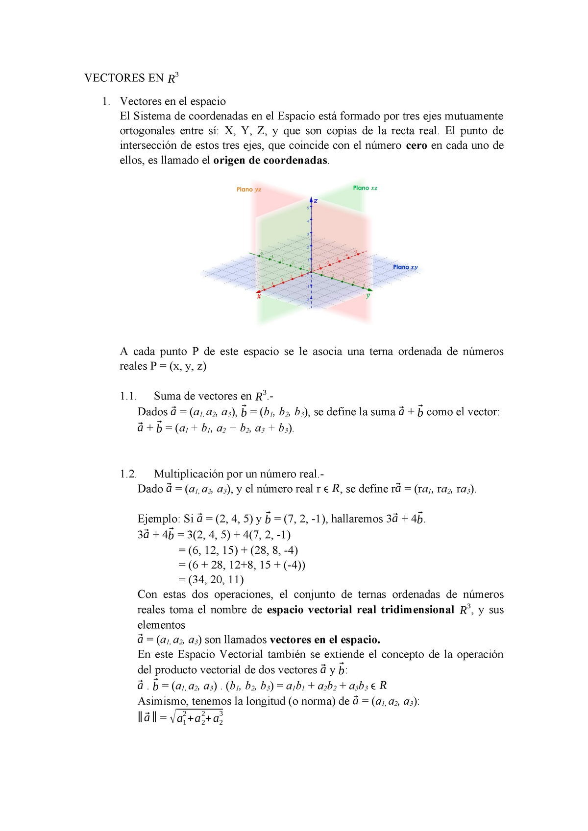 Vectores EN R3 - pROYECTO GRUPÁL - VECTORES EN R 3 Vectores en el ...