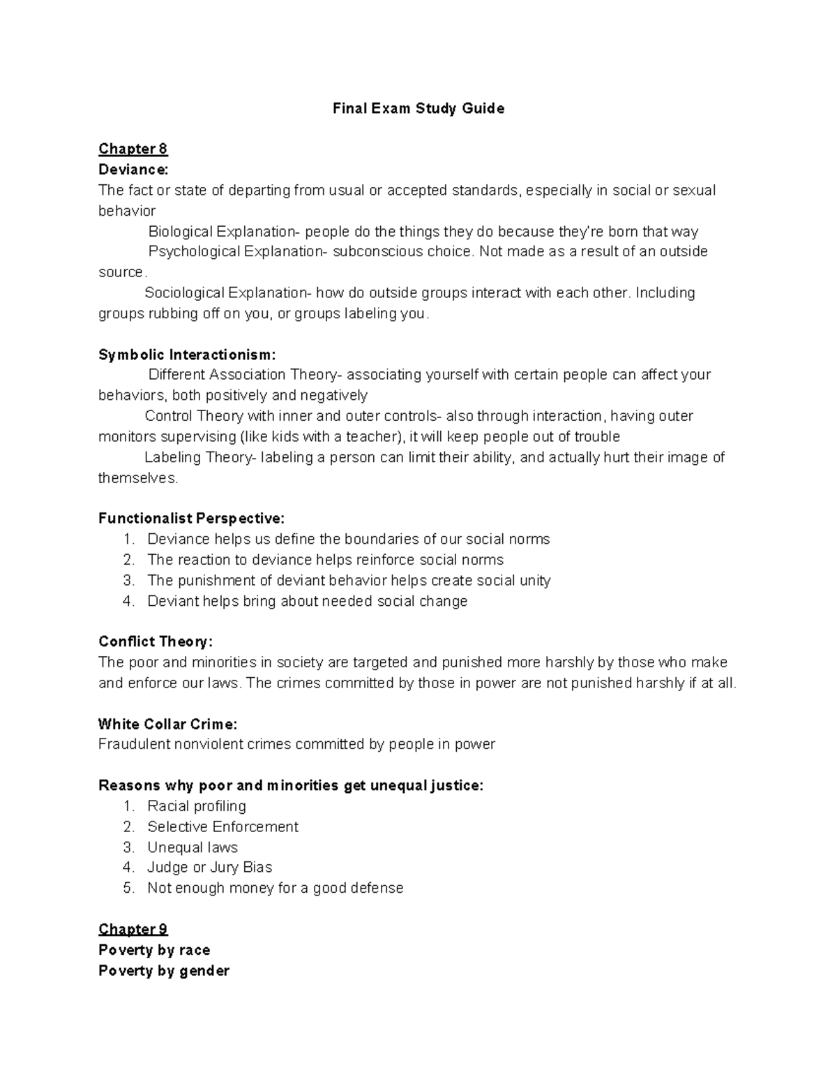 Sociology Final Exam Study Guide- SYG 2000-25987 - Final Exam Study ...