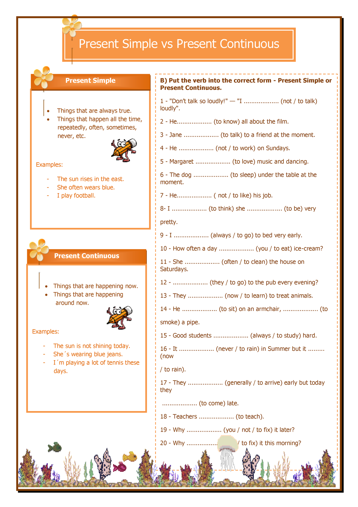 Present simple-vs-continuous-kids - Present Simple vs Present ...