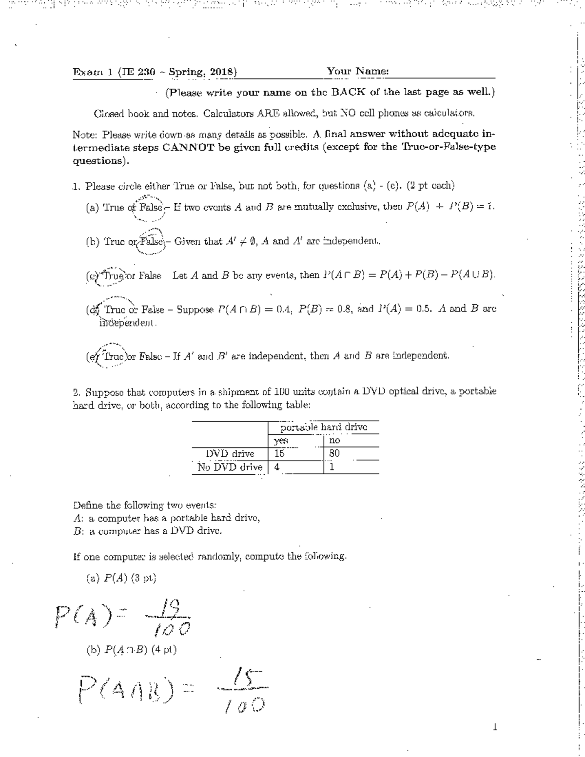 IE230 Spring 2018 Exam1 Sol - IE 23000 - Studocu