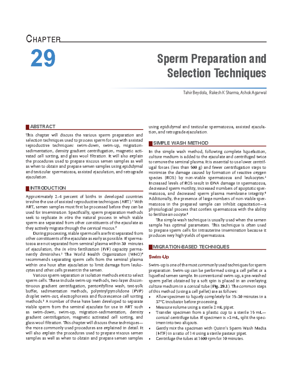 Sperm Preparation And Selection Techniques - Abstract This Chapter Will ...