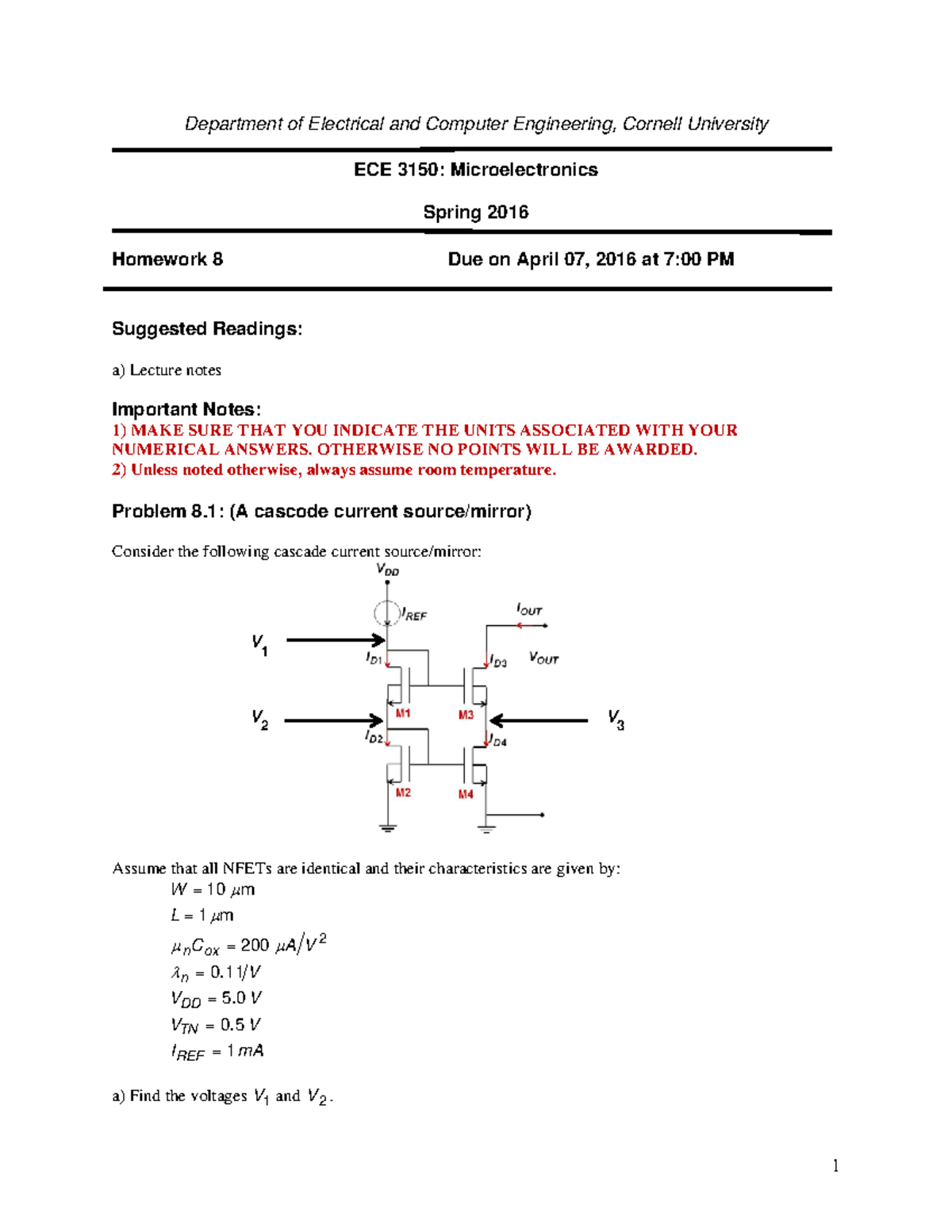Seminar assignments - Homework 8 - Department of Electrical and ...