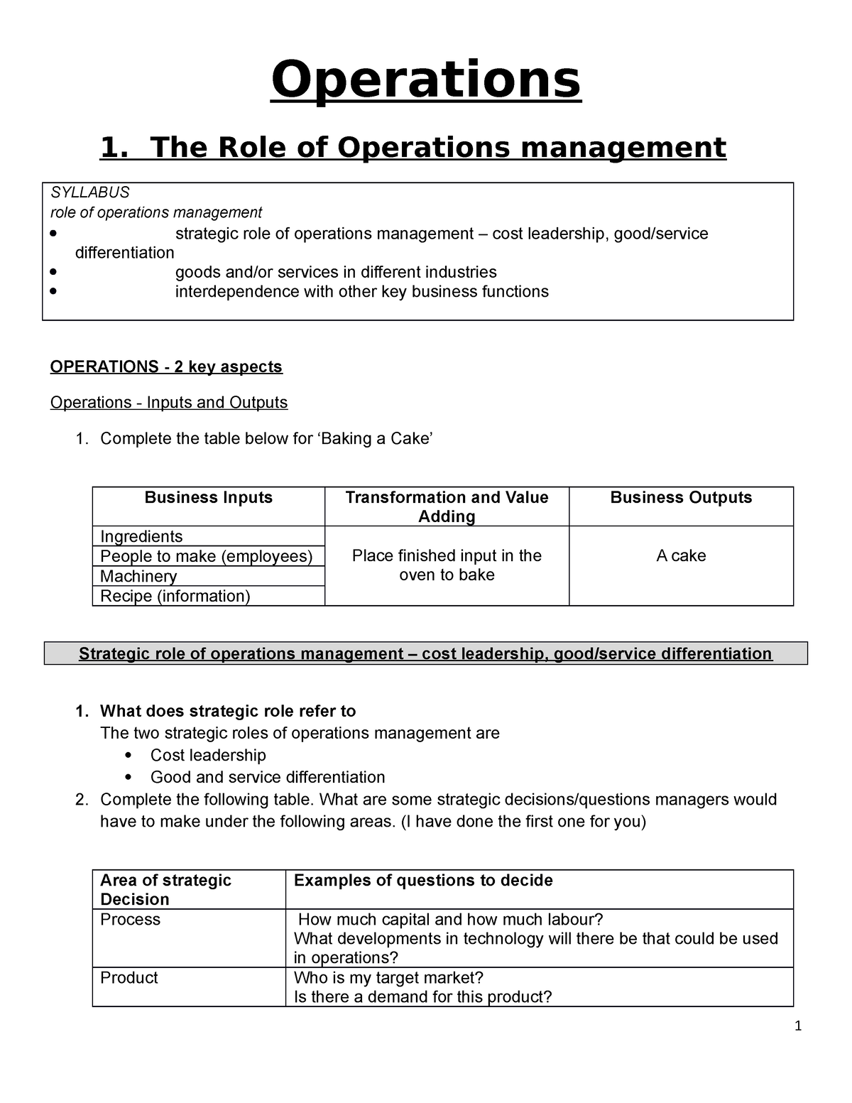 term paper on operations management