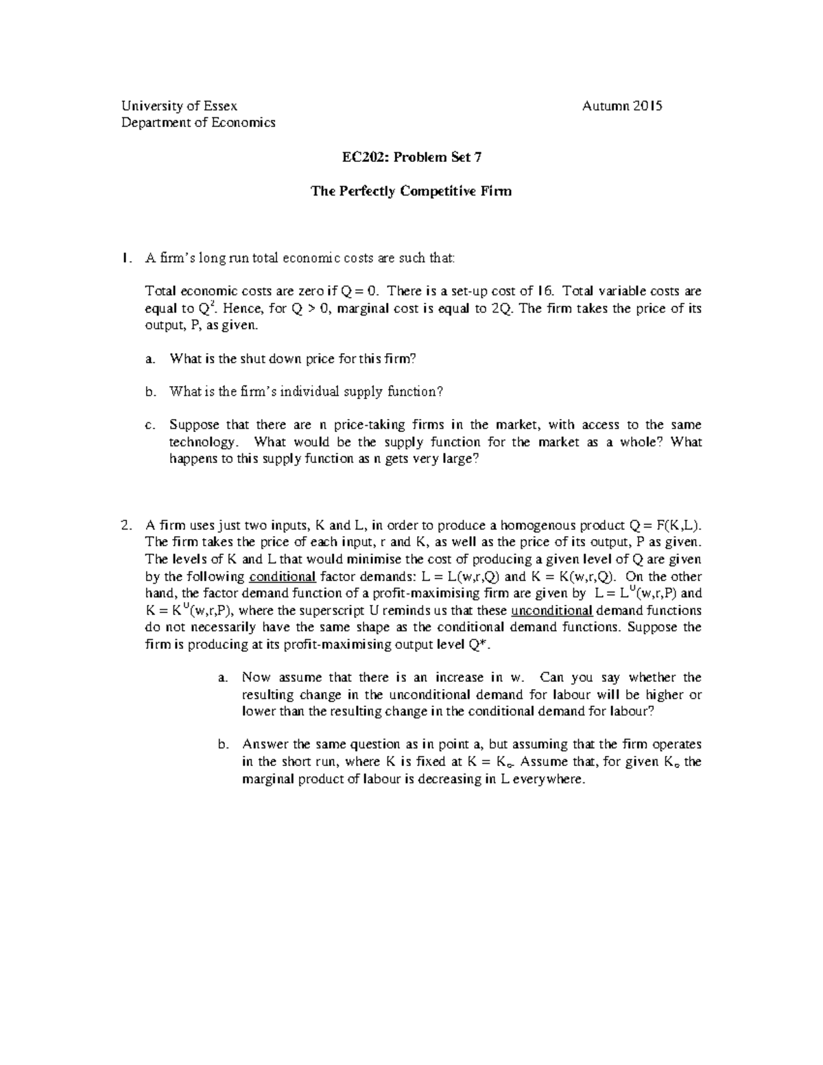 EC202 Problem Set 07 - University of Essex Autumn 2015 Department of ...