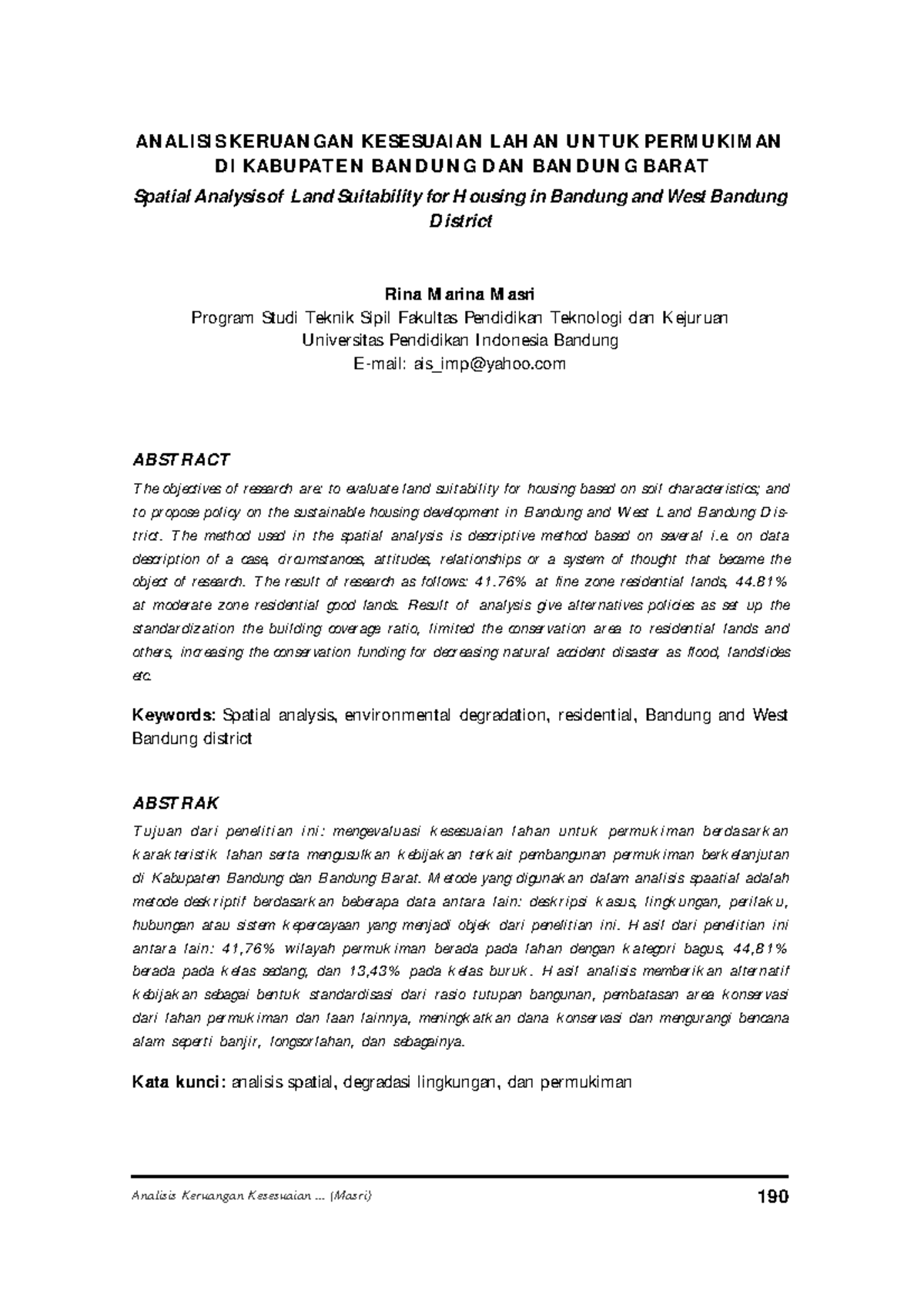 76. Analisis Keruangan Kesesuaian Lahan Untuk Permukiman - Analisis ...