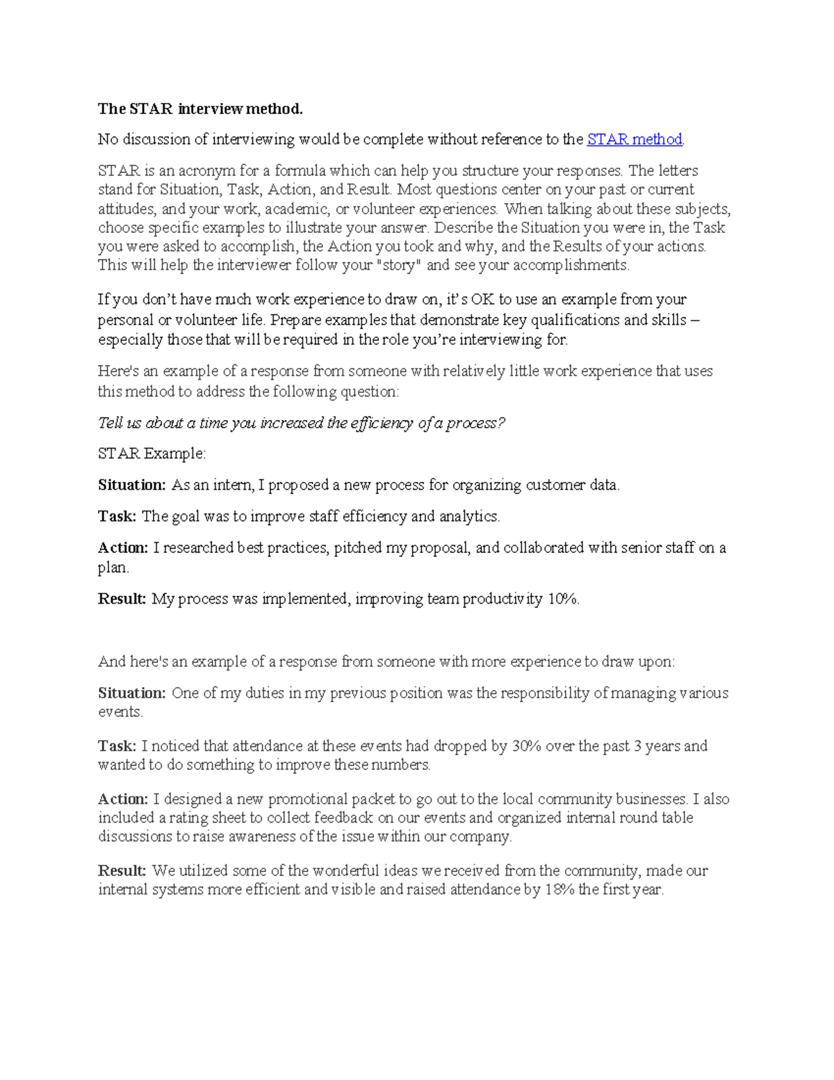 STAR primer - Interview prep - The STAR interview method. No discussion ...