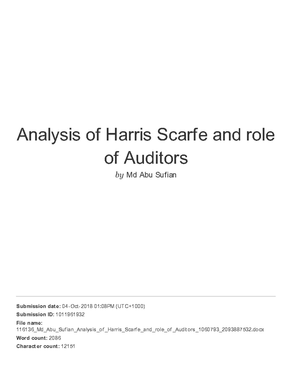 Analysis of Harris Scarfe and role of Auditors upm.edu Int