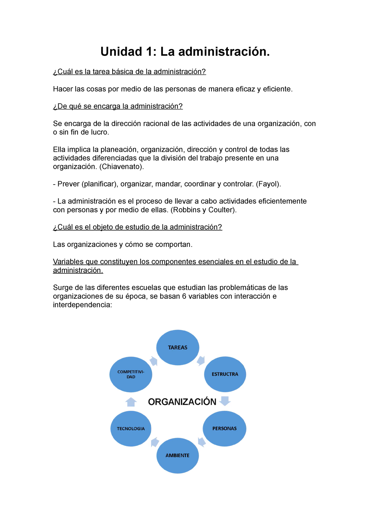 Resumen Primer Parcial Administración - Unidad 1: La Administración ...