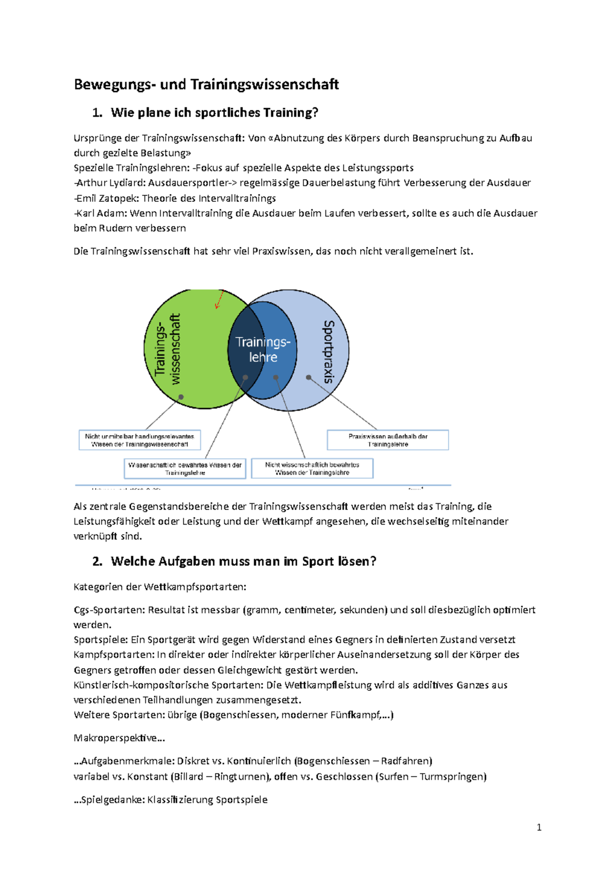 B&T Zusammenfassung - Und Trainingswissenschaft 1. Wie Plane Ich ...