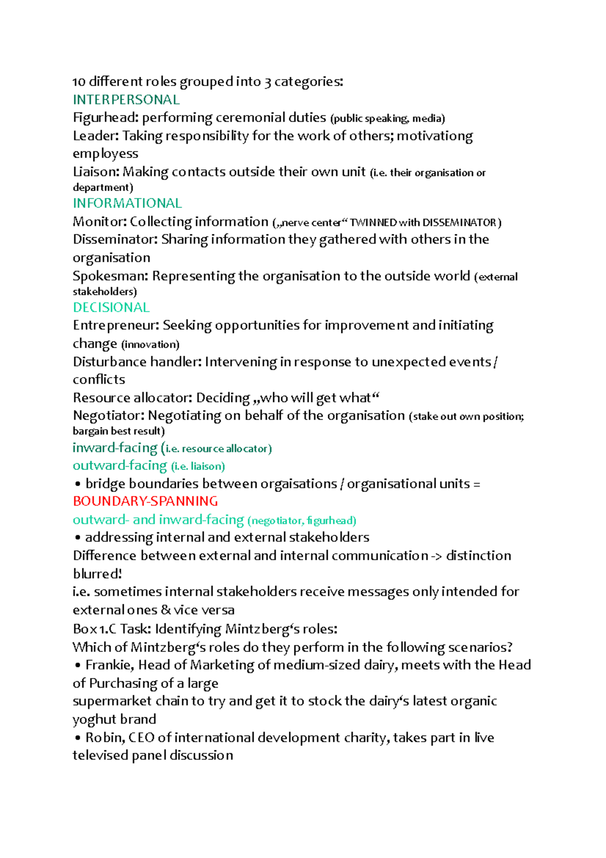 10 different roles grouped into 3 categories 10 diferent roles