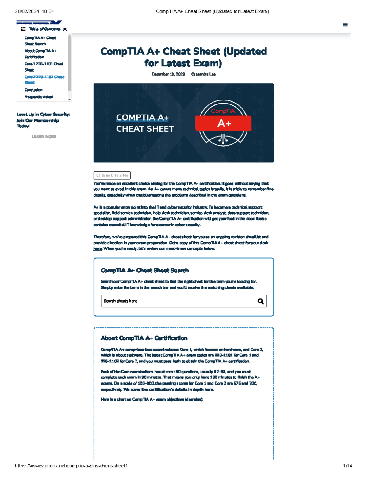 Cheat sheet - bnbn - CompTIA A+ Cheat Sheet (Updated for Latest Exam ...