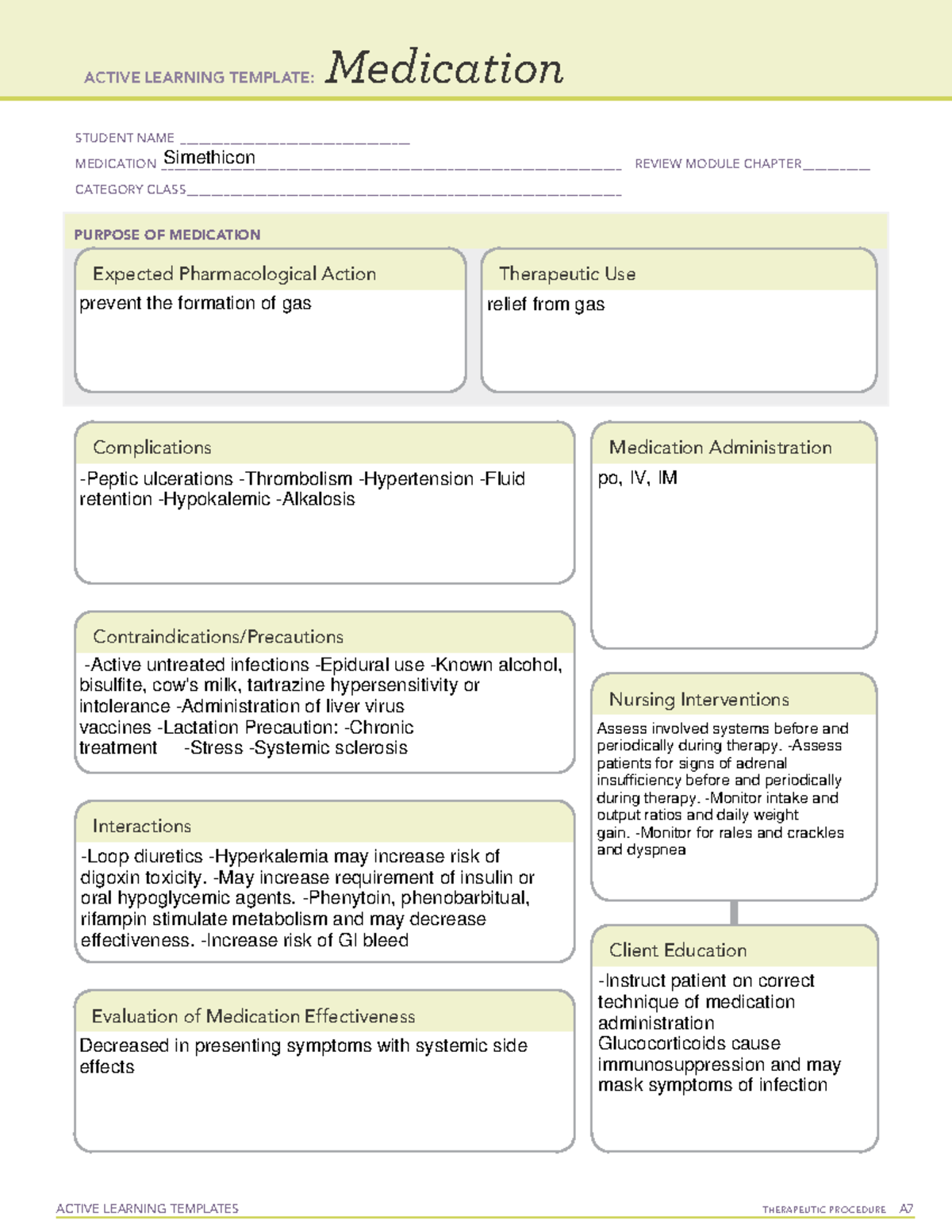 Simethicone Tablet - ATI template - ACTIVE LEARNING TEMPLATES ...