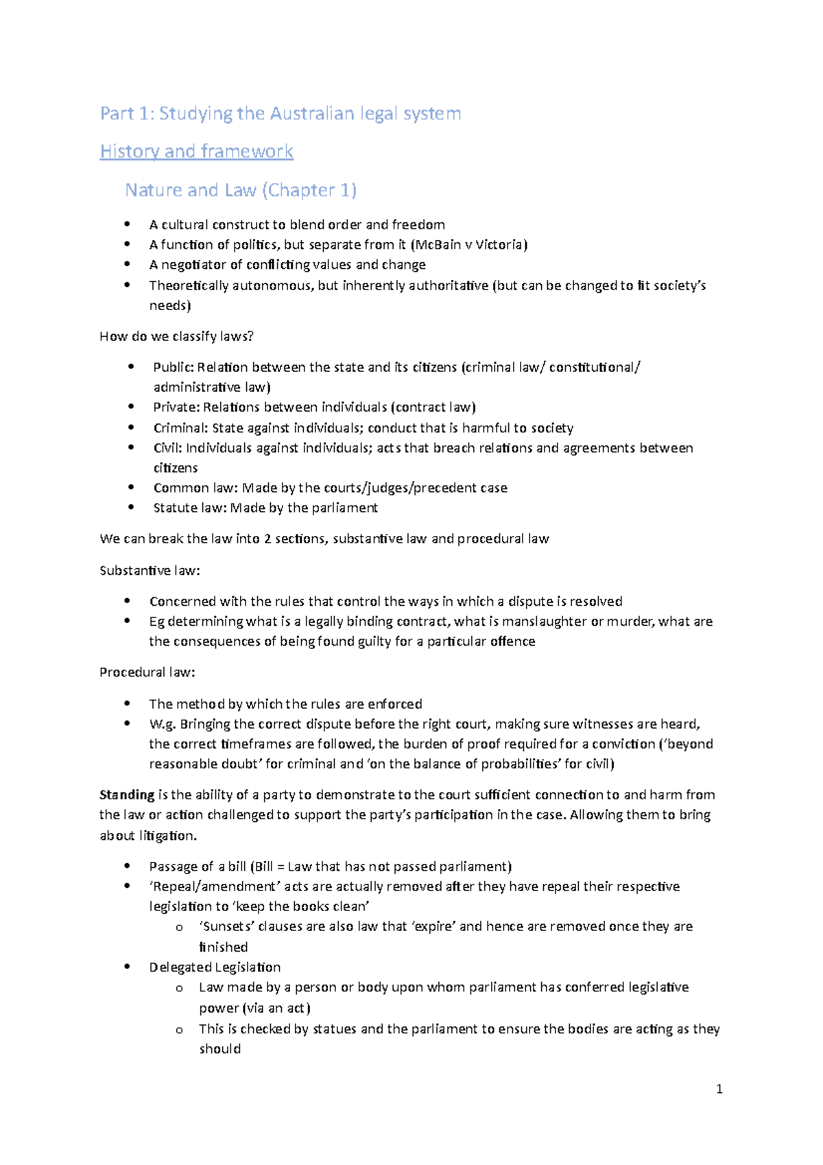 Foundations Summary For Exams LLB1100 - Part 1: Studying The Australian ...