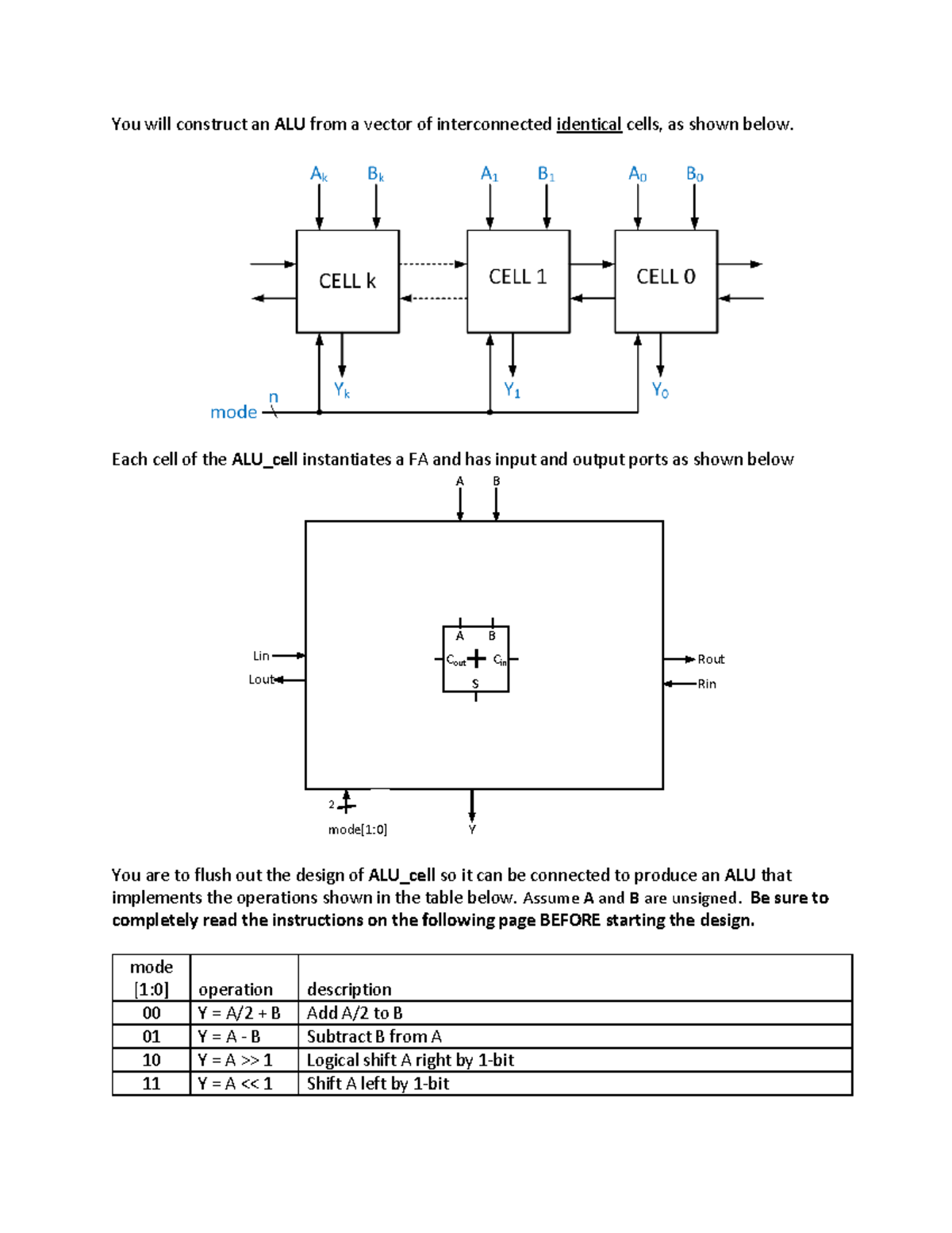 352 WHW5 alu design - Written Assignment 5 - You will construct an ALU ...