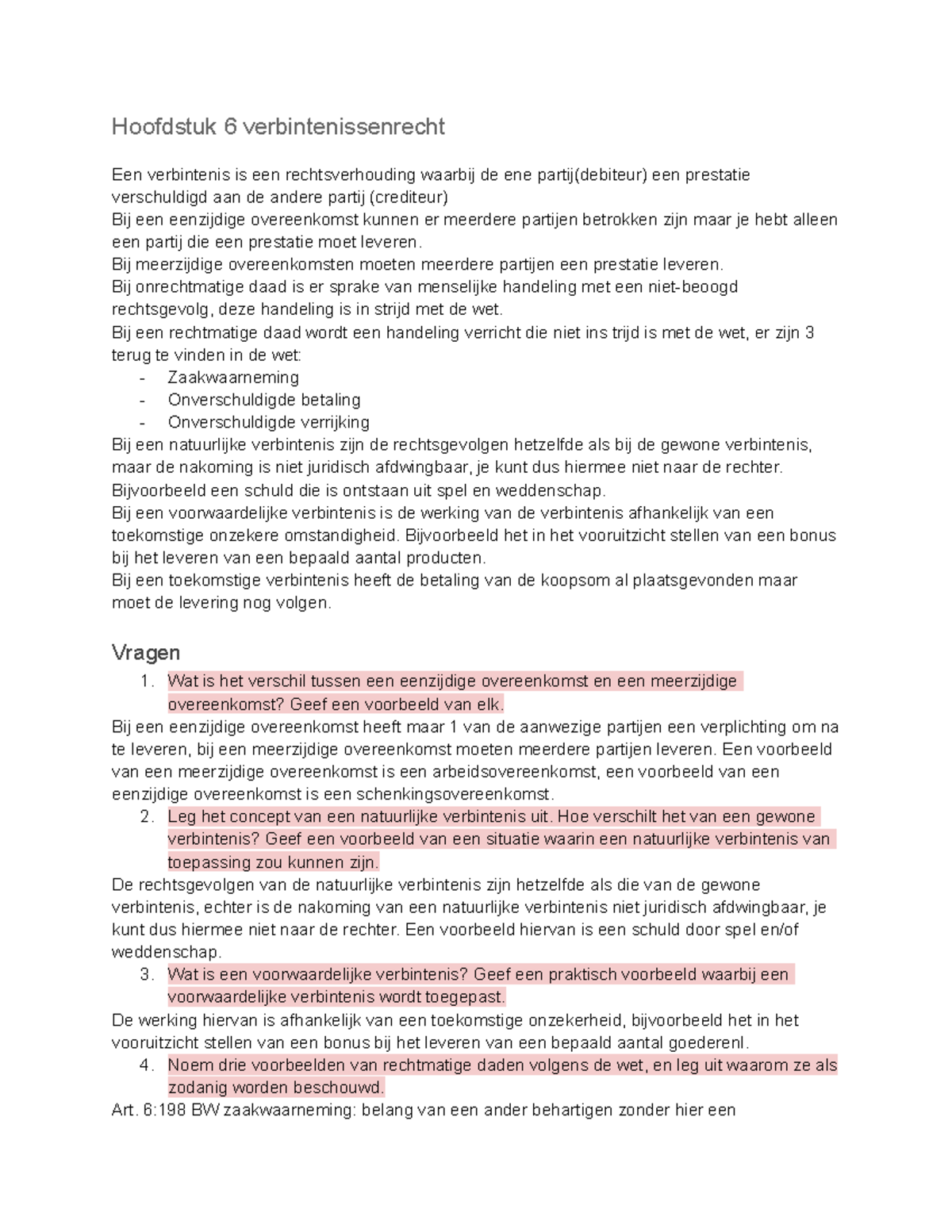 Inleiding Privaatrecht Hoofdtuk 6 - Hoofdstuk 6 Verbintenissenrecht Een ...