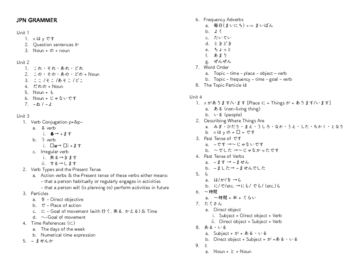 Genki Unit 1-9. - 하고 있다 해져있다 Verbs Meaning Dictionary form OM Present+ ...