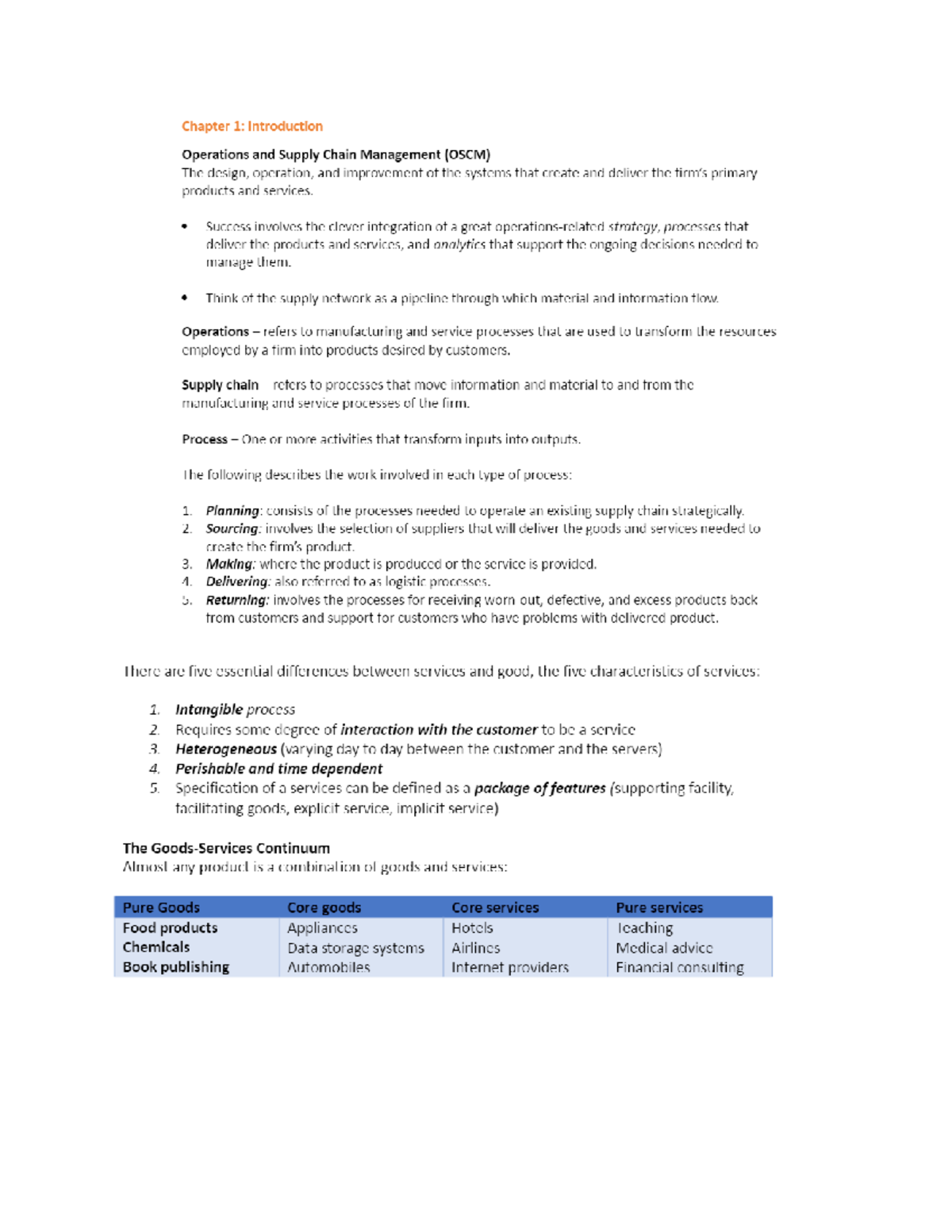short summaries supply chain management cookery Studocu
