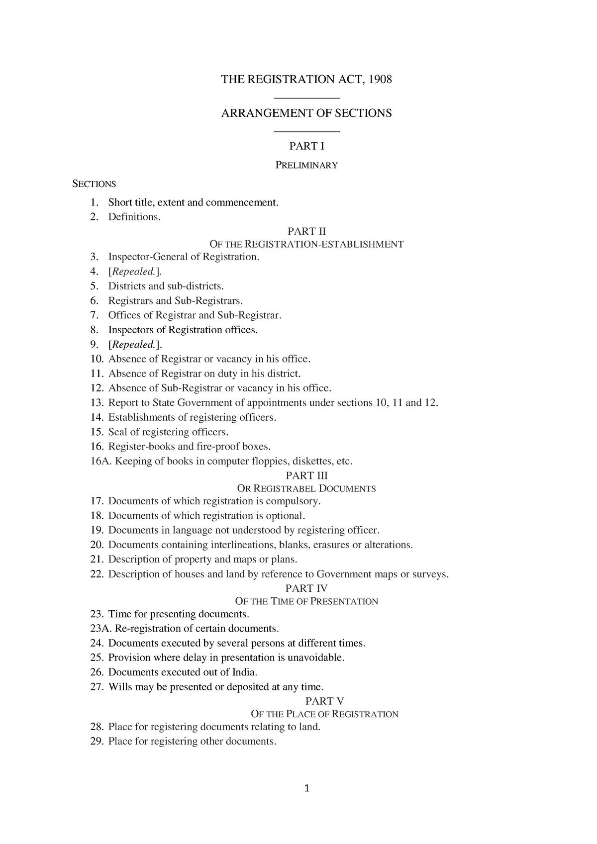 The registration act, 1908 - THE REGISTRATION ACT, 1908 ...