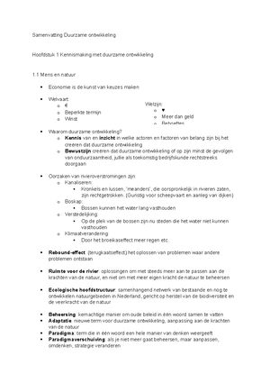 Duurzame Ruimtelijke Ontwikkeling Samenvatting Hoofdtuk 7-9 - 7. De ...