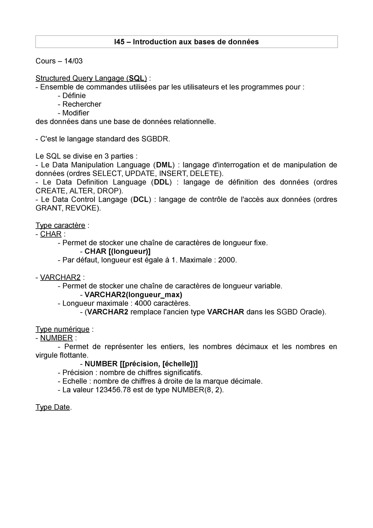 I45 Cours 14 03 - Intro Base De Données - 14-03 - I45 – Introduction ...