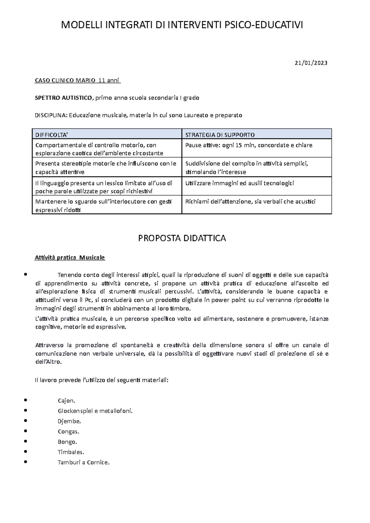 Intervento didattico individuale - MODELLI INTEGRATI DI INTERVENTI ...