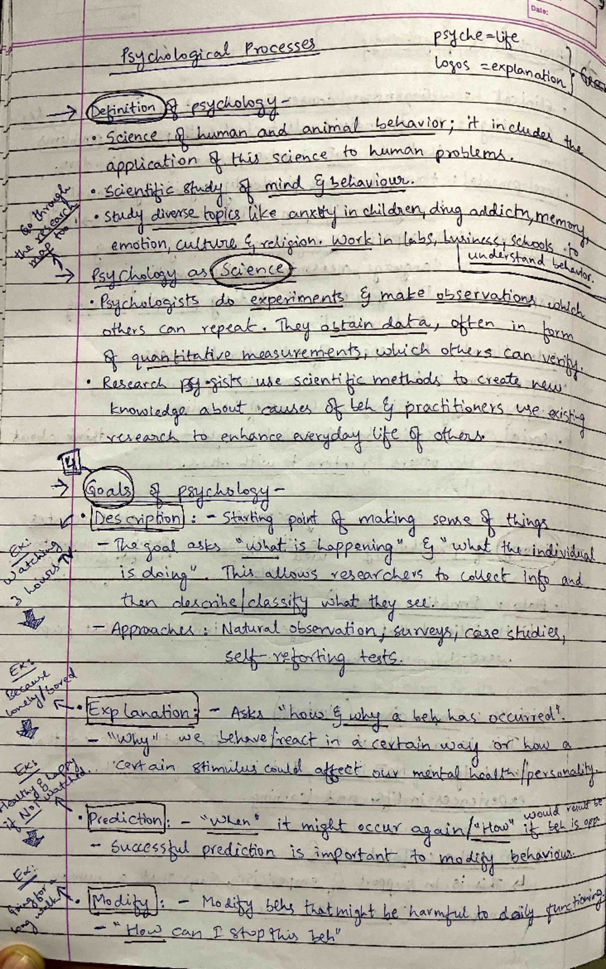 Psych processes sem1 - notes - Date: psyche Psychological Processes ...