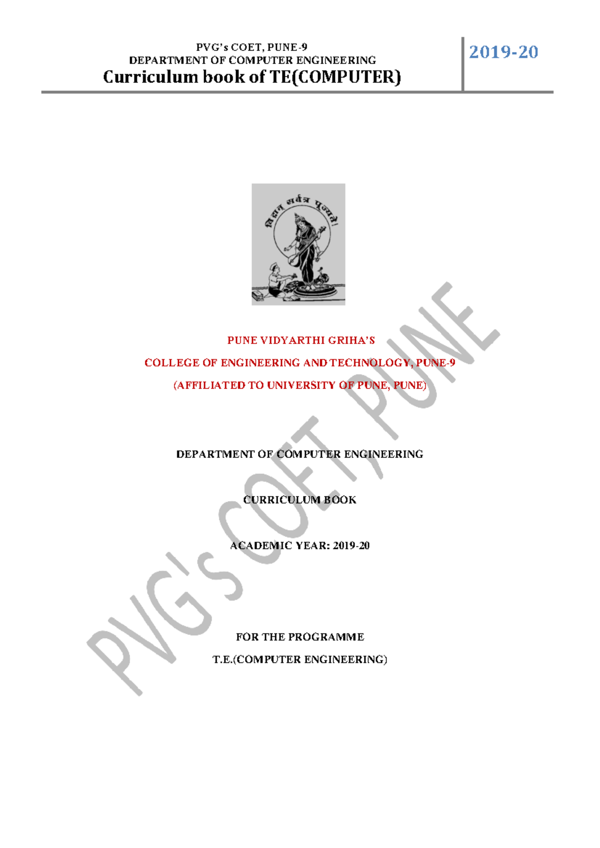 TE Computer Curriculum Book AY 2019 20 DEPARTMENT OF COMPUTER