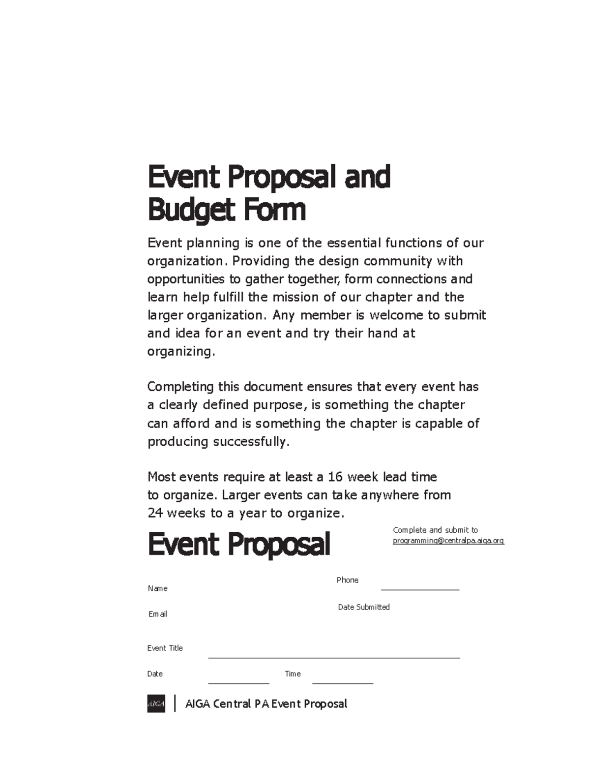 Event proposal and budget form - Event Proposal and Budget Form Event ...