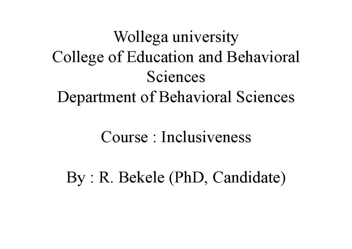 Inclusiveness 1 and 2 - goodbye - Wollega university College of ...