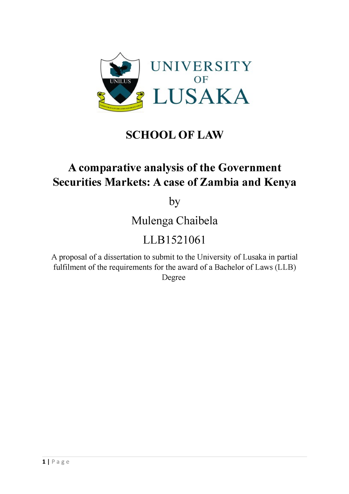 Chapter One - Grade: B - SCHOOL OF LAW A Comparative Analysis Of The ...