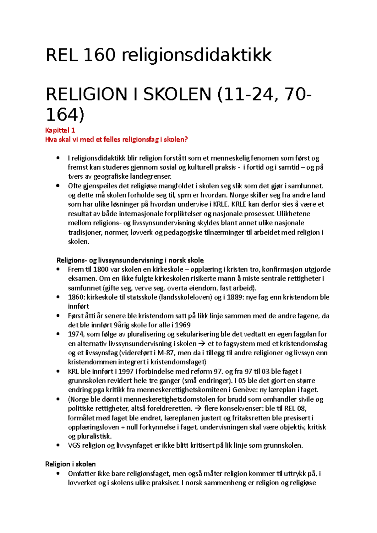 Religion I Skolen - REL 160 Religionsdidaktikk RELIGION I SKOLEN (11-24 ...