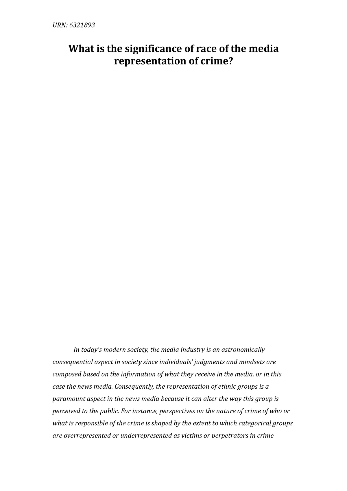 role of media in crime prevention essay scribd